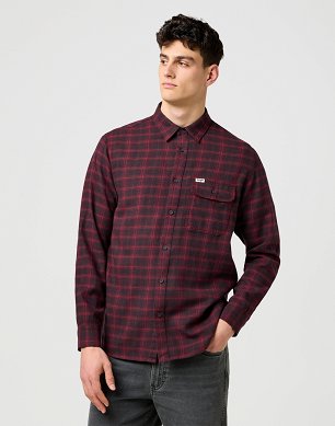 Koszula Męska Wrangler 1 Pkt Flannel Shirt Black Wine 112371522