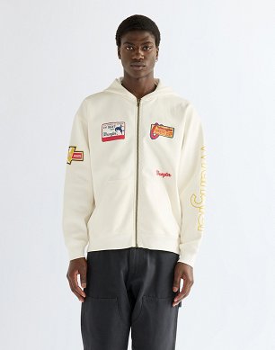 Bluza Męska Wrangler Graphic Zip Hoodie Bright White 112387047