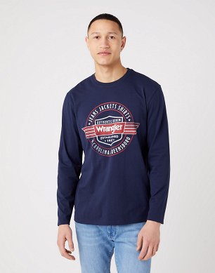 T-shirt Męski Wrangler Americana Tee Navy W70QD3114