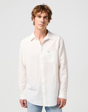 Koszula Męska Wrangler Ls 1 Pkt Shirt Worn White W112352281