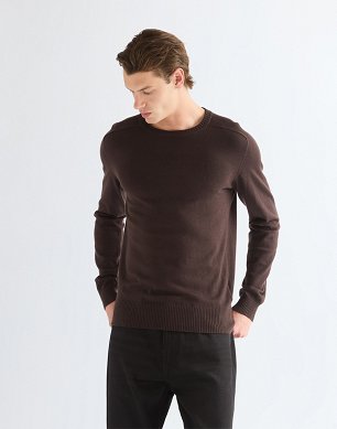 Sweter Męski Wrangler Crew Neck Knit Chocolate Torte 112387003