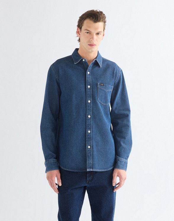 Koszula Męska Wrangler 1 Pkt Shirt Dark Wash 112386941