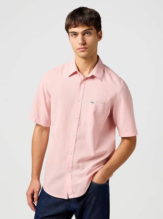 Koszula Męska Wrangler Ss 1 Pkt Shirt Silver Pink 112362676