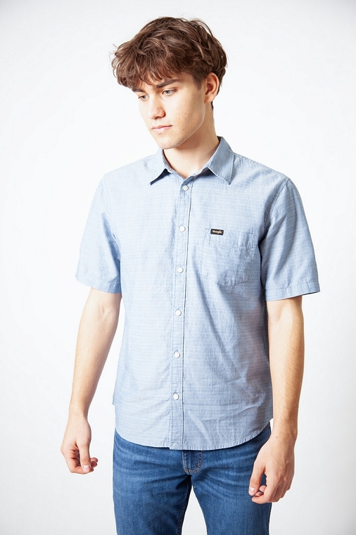 Koszula Męska Wrangler Ss 1 Pkt Shirt Captains Blue 112378483