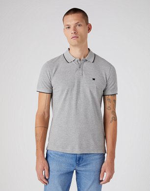 T-shirt Męski Wrangler Polo Shirt Mid Grey Melee W7BHK4X37