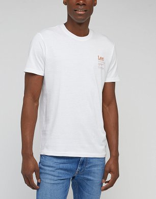 T-shirt Męski Lee Small Logo Tee Bright White LL03FQLJ