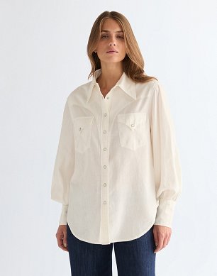 Koszula Damska Wrangler Exaggerated Western Worn White 112378142