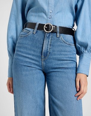 Pasek Damski Lee Round Buckle Belt Black 112372685