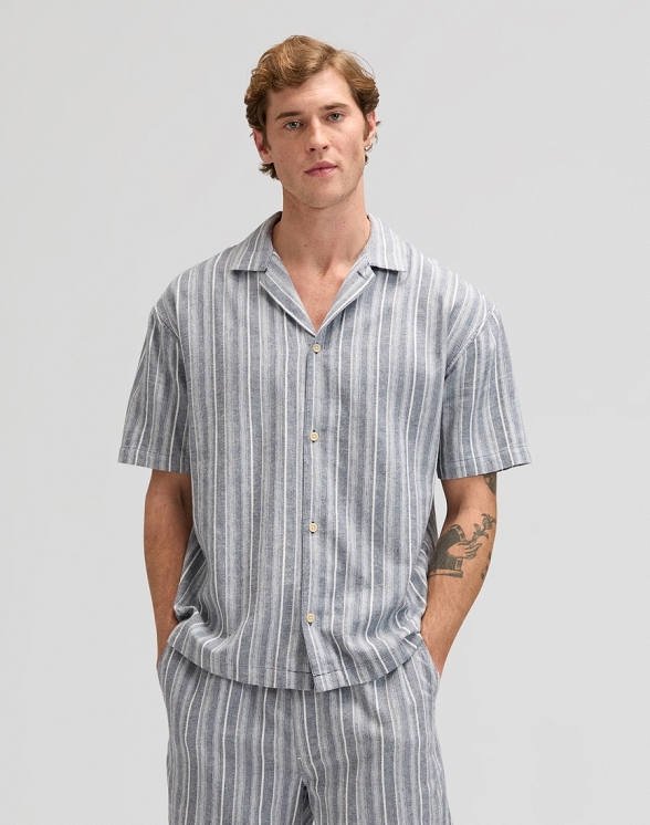 Koszula Męska Lee Clean Resort Shirt Mood Indigo Natural Str 112376565
