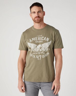 T-shirt Męski Wrangler Americana Tee Moss Green W752D3330