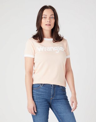 T-shirt Damski Wrangler Ringer Tee Peach Melba W7XAD3P60
