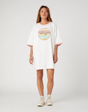 Sukienka Damska Wrangler Oversized Ringer Dress Worn White W9P7EEW02