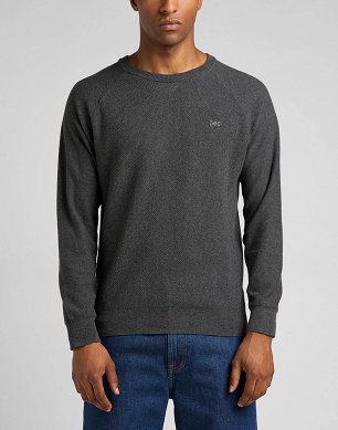 Sweter Męski Lee Raglan Crew Knit Dark Grey Mele L83PKH06