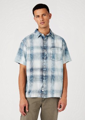 Koszula Męska Wrangler Ss 1 Pkt Shirt Snow Indigo W5E3BTE03