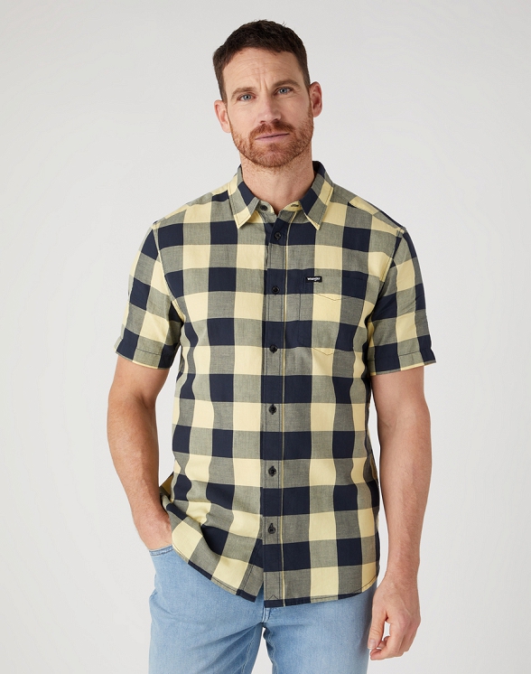 Koszula Męska Wrangler Ss 1 Pkt Shirt Deep Lichen Green W5K02LX1X