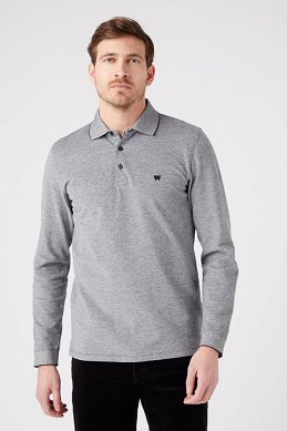 T-shirt Męski Wrangler Ls Refined Polo Black W7F9KH100