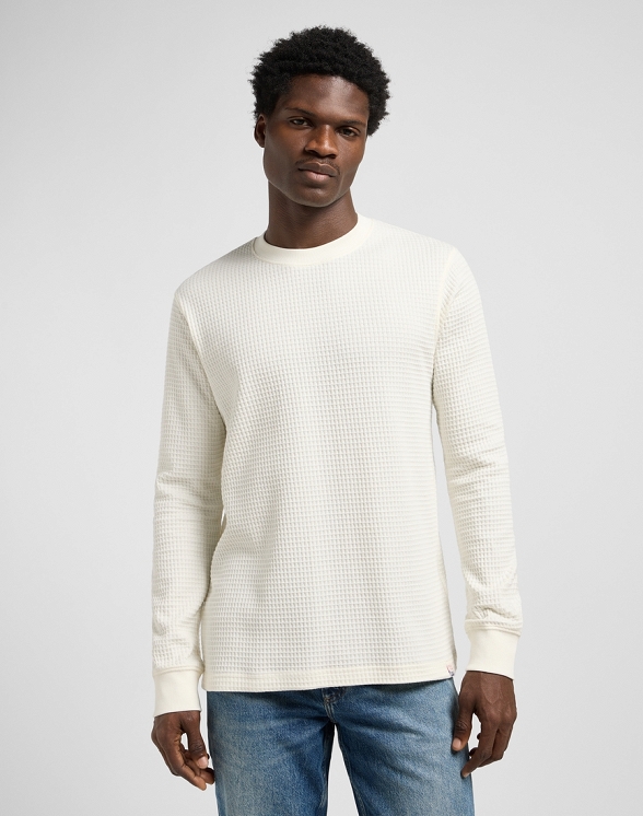 Koszulka Męska Lee Ls Waffle Tee Ecru 112371661