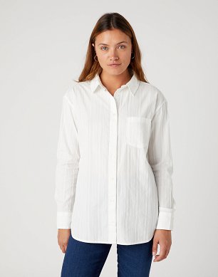 Koszula Damska Wrangler 1 Pkt Shirt Worn White W5Z5LIW02
