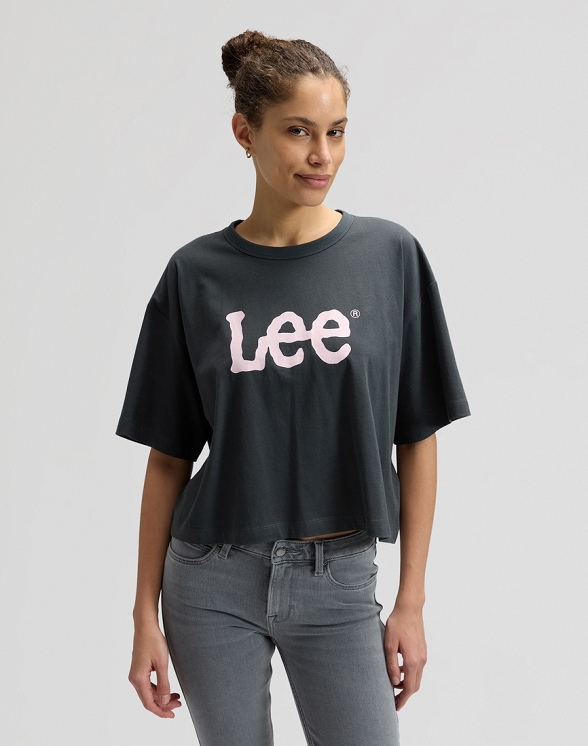 Koszulka Damska Lee Ss Cropped Tee Washed Black 112378742