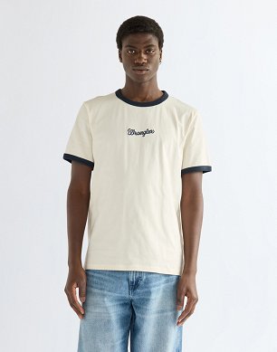 Koszulka Męska Wrangler Ringer Tee Antique White 112386989