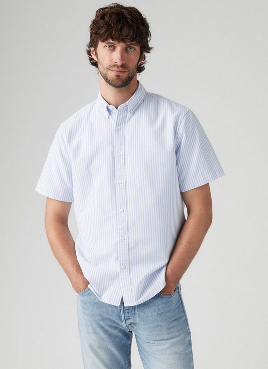Koszula Męska Levi`s® Short Sleeve Authentic Button-Down Waylon Stripe Della Robbia Blue A9161-0015