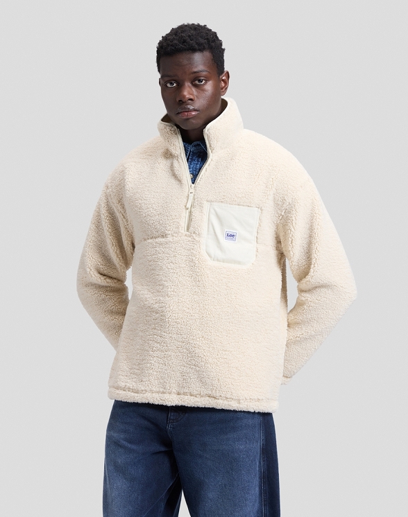 Sweter Męski Lee Workwear Half Zip Warm Ecru 112386427