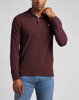 T-shirt Męski Lee Ls Pique Polo Velvet Beet L61VRL74