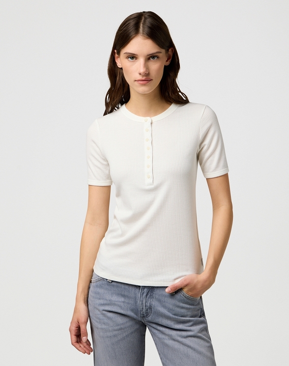 Koszulka Damska Wrangler Femme Knit Henley Worn White 112370743