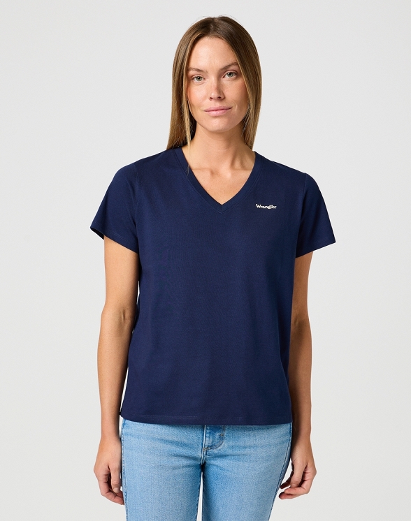 Koszulka Damska Wrangler Drapey V-Neck Tee Navy 112362546