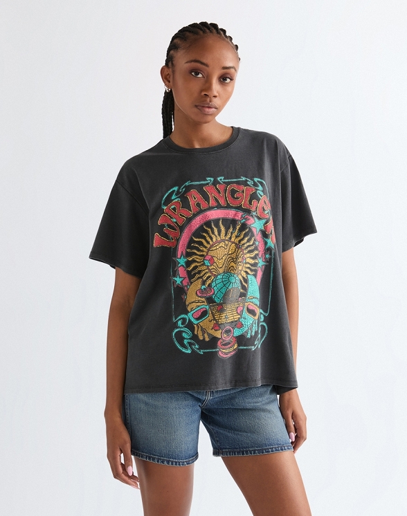 Koszulka Damska Wrangler Girlfriend Tee Faded Black 112378023