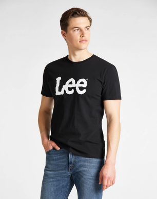 T-shirt Męski Lee Wobbly Logo Tee Black L65QAI01