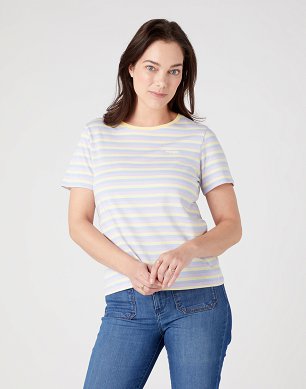 T-shirt Damski Wrangler Stripe Tee French Vanilla W7XHMKX6Z