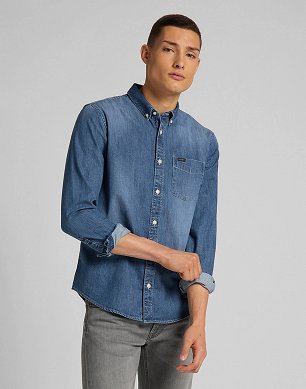 Koszula Męska Lee Button Down Shirt In Tide Blue L880PLQK