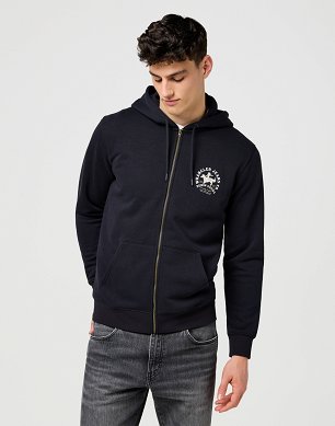 Bluza Męska Wrangler Graphic Zip Hoodie Black 112371462