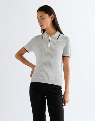 Koszulka Damska Wrangler Quarter Zip Polo Grey Heather 112378105