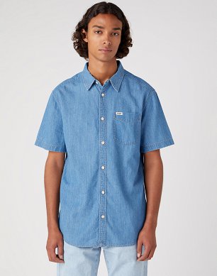 Koszula Męska Wrangler Ss 1 Pkt Shirt Light Stone W5K05K20D