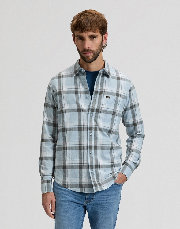 Koszula Męska Lee Leesure Shirt Concrete Gray Plaid 112376583