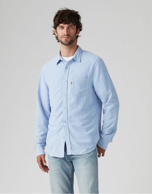 Koszula Męska Levi`s® Sunset Pocket Standard Fit Cotton Linen Shirt Chambray Blue 85746-0182