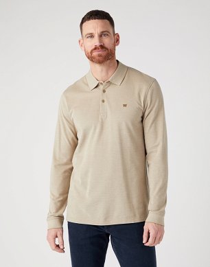 T-shirt Męski Wrangler Ls Refined Polo Lead Grey W7MJKHM24