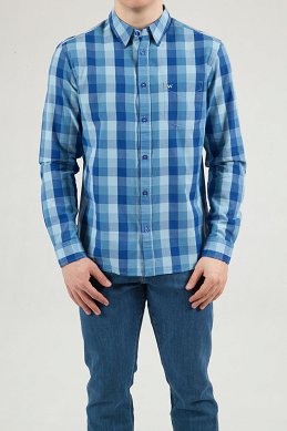 Koszula Męska Wrangler Ls 1 Pkt Shirt Directoire Blue W5M24MXKL