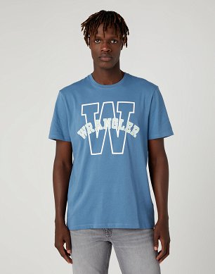 T-shirt Męski Wrangler Graphic Tee Captains Blue W7CEEE84Z