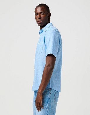 Koszula Męska Wrangler Ss 1 Pkt Shirt Pacific Blue 112362731