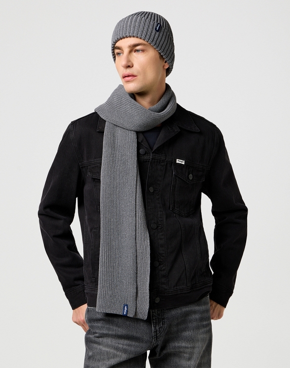 Czapka Męska Wrangler Scarf Beanie Set Mid Grey Mel 112372423