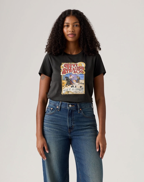 T-shirt Damski Levi`s® The Perfect Cowboys Poster Pirate Black 17369-3309