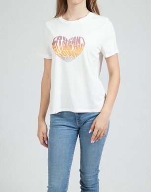 T-shirt Damski Wrangler Graphic Tee Off White W7XBD3737