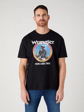 T-shirt Męski Wrangler Americana Tee Black W7CBEE100