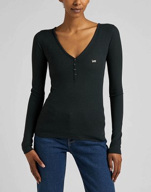 Koszulka Damska Lee Ls Henley Charcoal L40FIP30