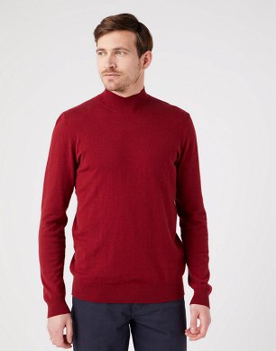 Sweter Męski Wrangler Seasonal Knit Rhubarb Red W8D12PXRO