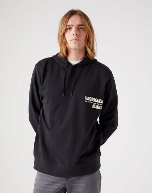 Bluza Męska Wrangler Slogan Hoodie Faded Black W666ILXV6