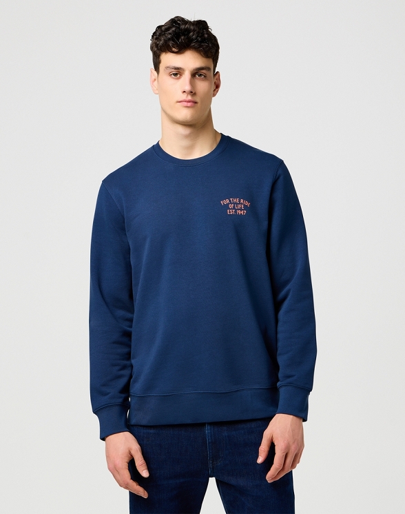 Bluza Męska Wrangler Graphic Crew Black Iris 112371426